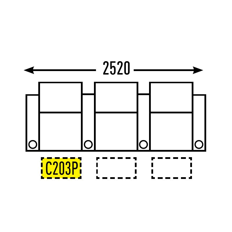 3 Seater - Straight - Single Cup Middle