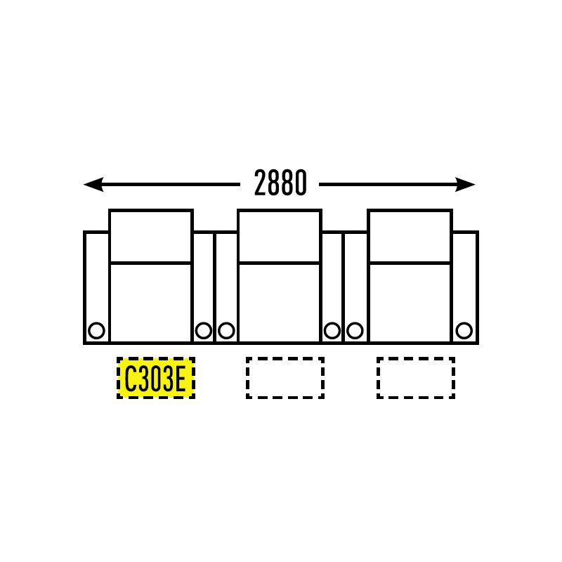 3 Seater - Straight - Double Cup Middle