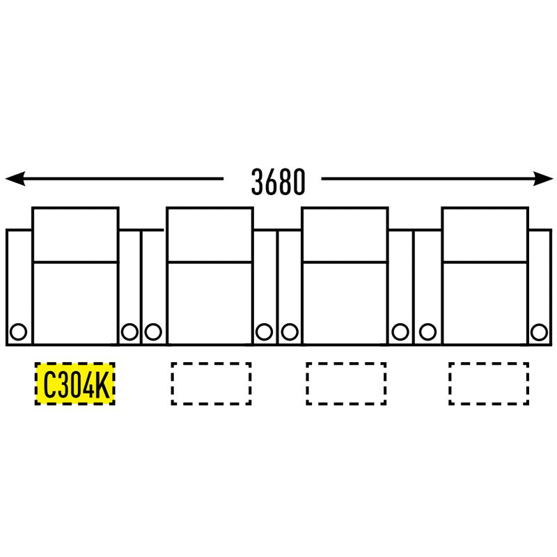 4 Seater - Straight - Double Cup Middle