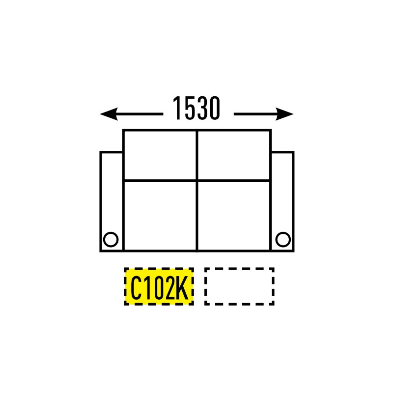 2 Seater - Straight - No Centre Cup