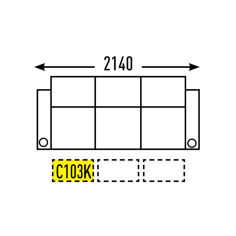 3 Seater - Straight - No Centre Cup