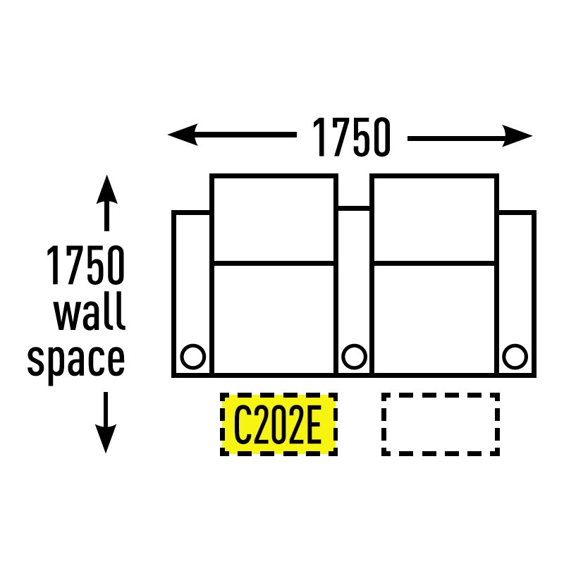 2 Seater - Straight - Single Cup Middle