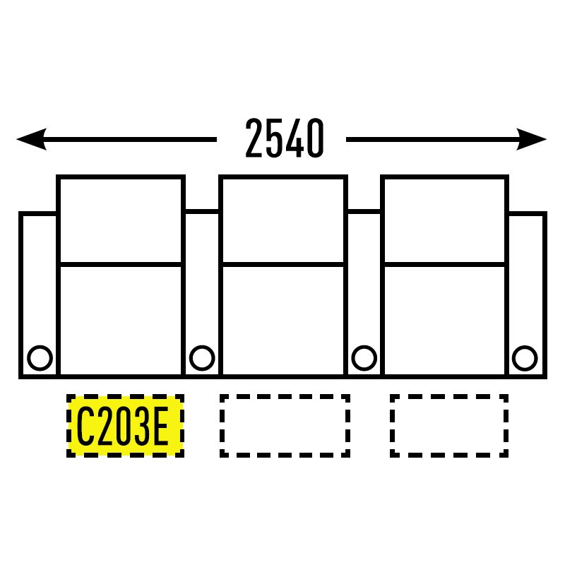 3 Seater - Straight - Single Cup Middle