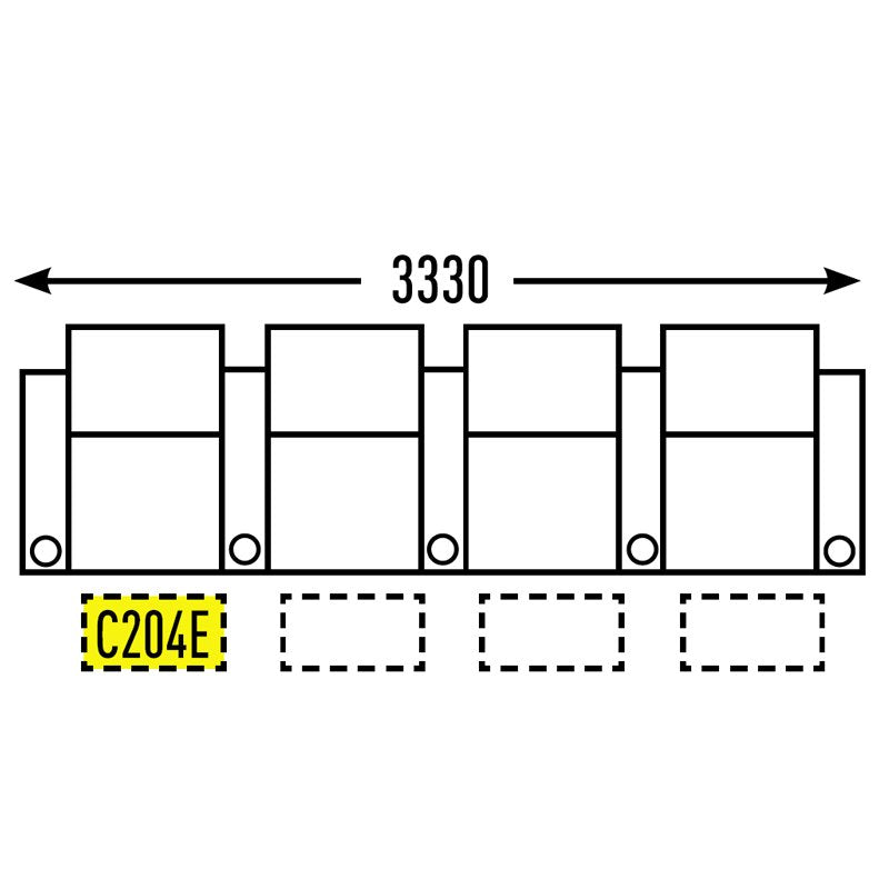 4 Seater - Straight - Single Cup Middle