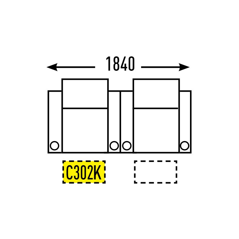 2 Seater - Straight - Double Cup Middle