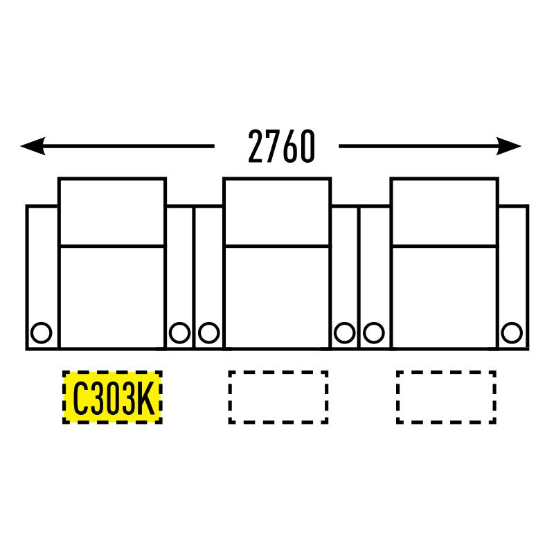 3 Seater - Straight - Double Cup Middle