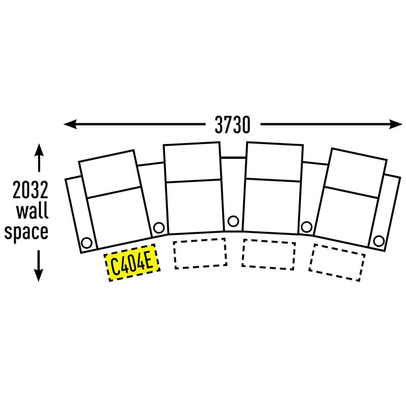 4 Seater - Curved - Single Cup Middle - Special Order