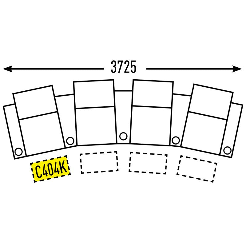 4 Seater - Curved - Single Cup Middle - Special Order