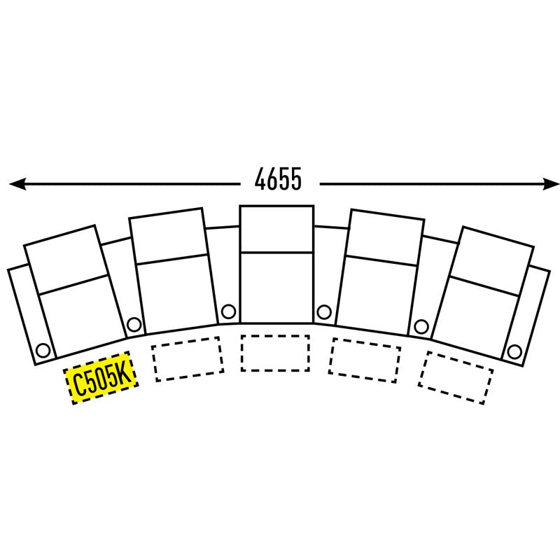 5 Seater - Curved - Single Centre Cup Middle - Special Order