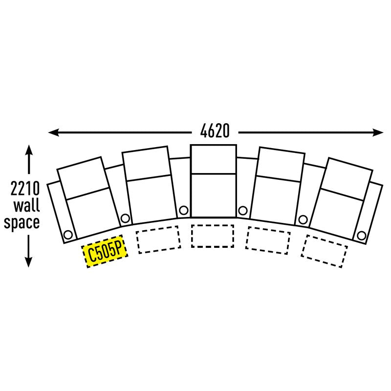 5 Seater - Curved - Single Centre Cup Middle - Special Order