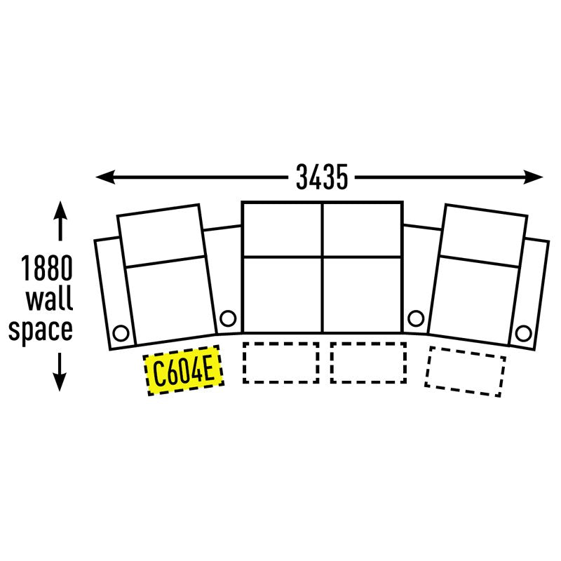 4 Seater - Curved - No Centre Cup Middle - Special Order