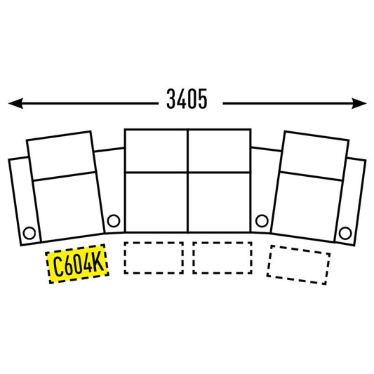 4 Seater - Curved - No Centre Cup Middle - Special Order