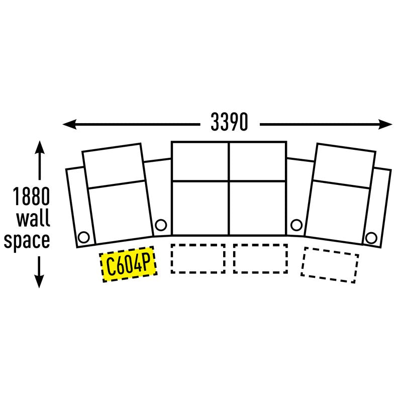 4 Seater - Curved - No Centre Cup Middle - Special Order