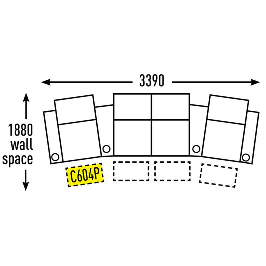 4 Seater - Curved - No Centre Cup Middle - Special Order