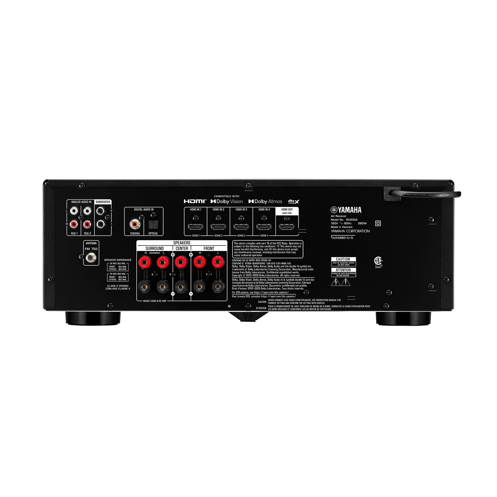 Yamaha RX300A AV receiver, rear panel connections