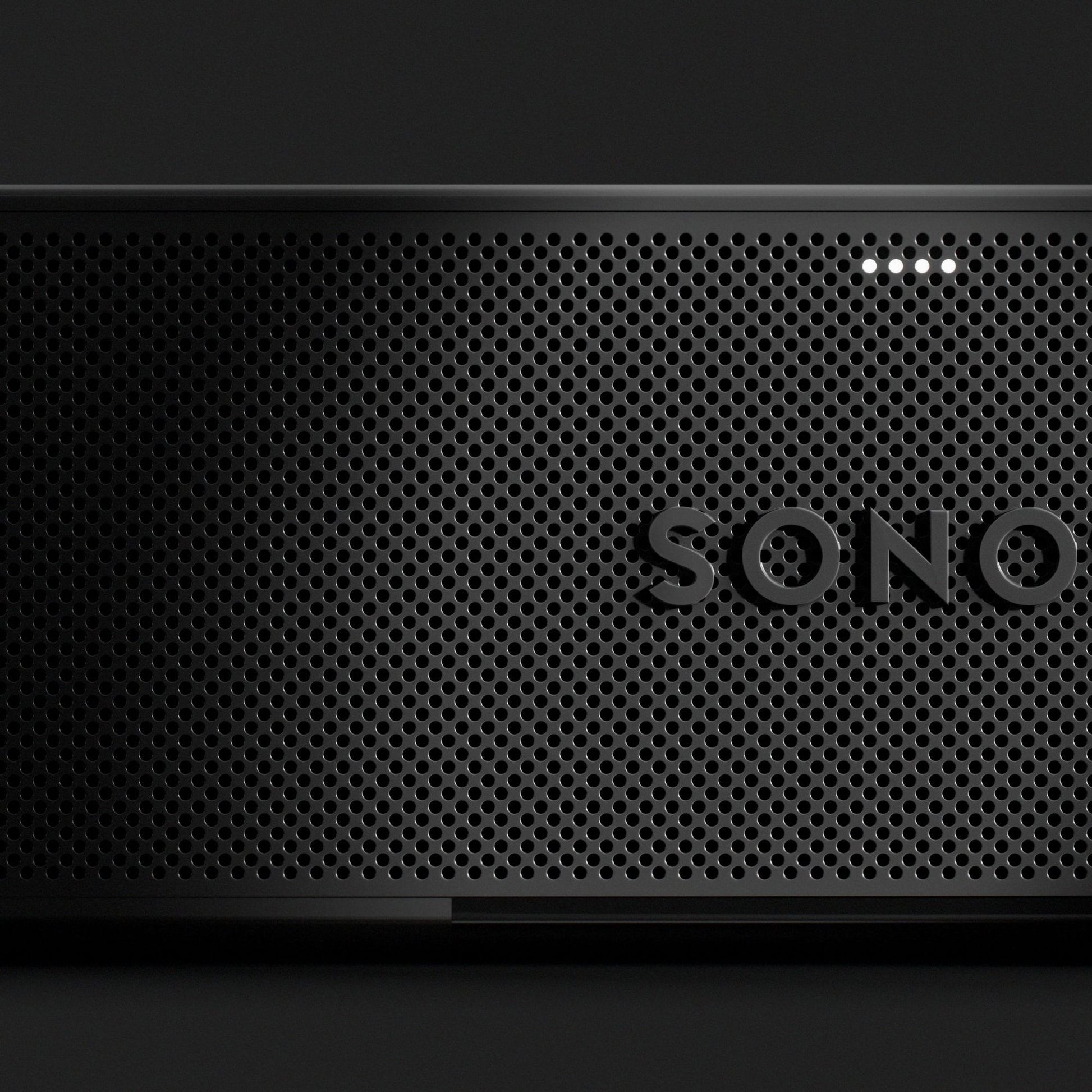 Sonos Beam Ultra in black, front detail with logo
