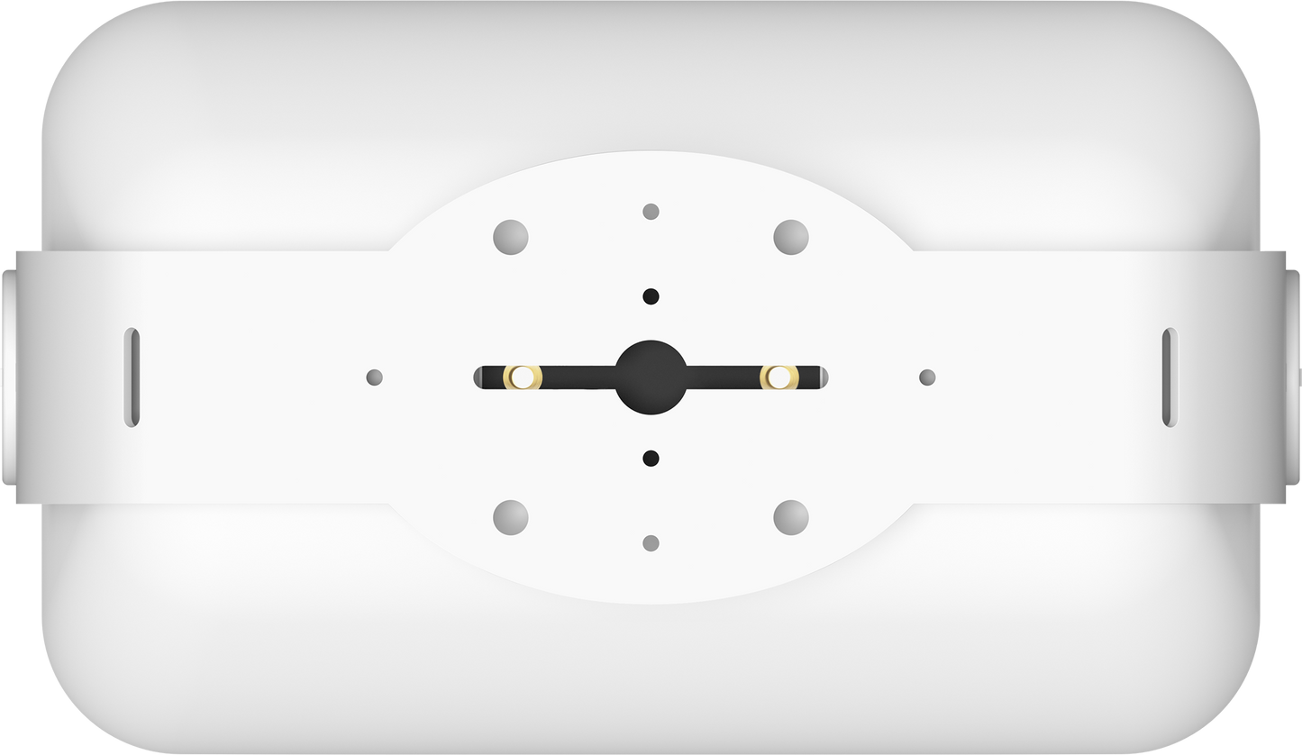 Back view of a white outdoor speaker
